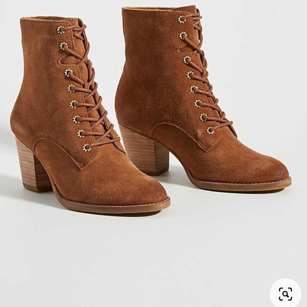 NEW Anthropologie FRYE Allister Lace up Round Suede Boots